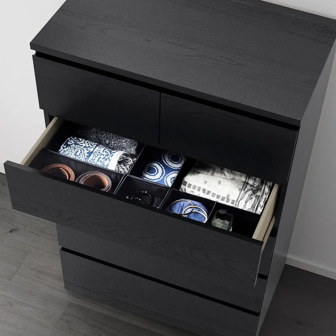 Комод Ikea Malm 6 ящиков 80x123 (Черно-коричневый)