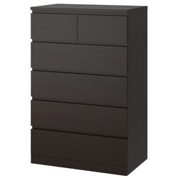 Comoda Ikea Malm 6 sertare 80x123 (Negru-maro)
