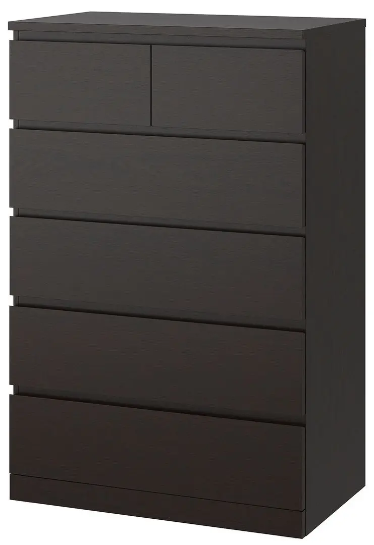 Комод Ikea Malm 6 ящиков 80x123 (Черно-коричневый)
