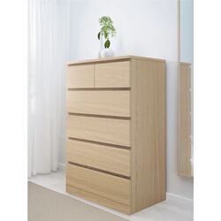Comoda Ikea Malm 6 sertare 80x123 (Furnir Stejar Alb) Thumb