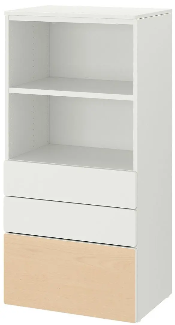 Comoda Ikea Smastad/Platsa 3 sertare 60x42x123 (Alb/Mesteacan)