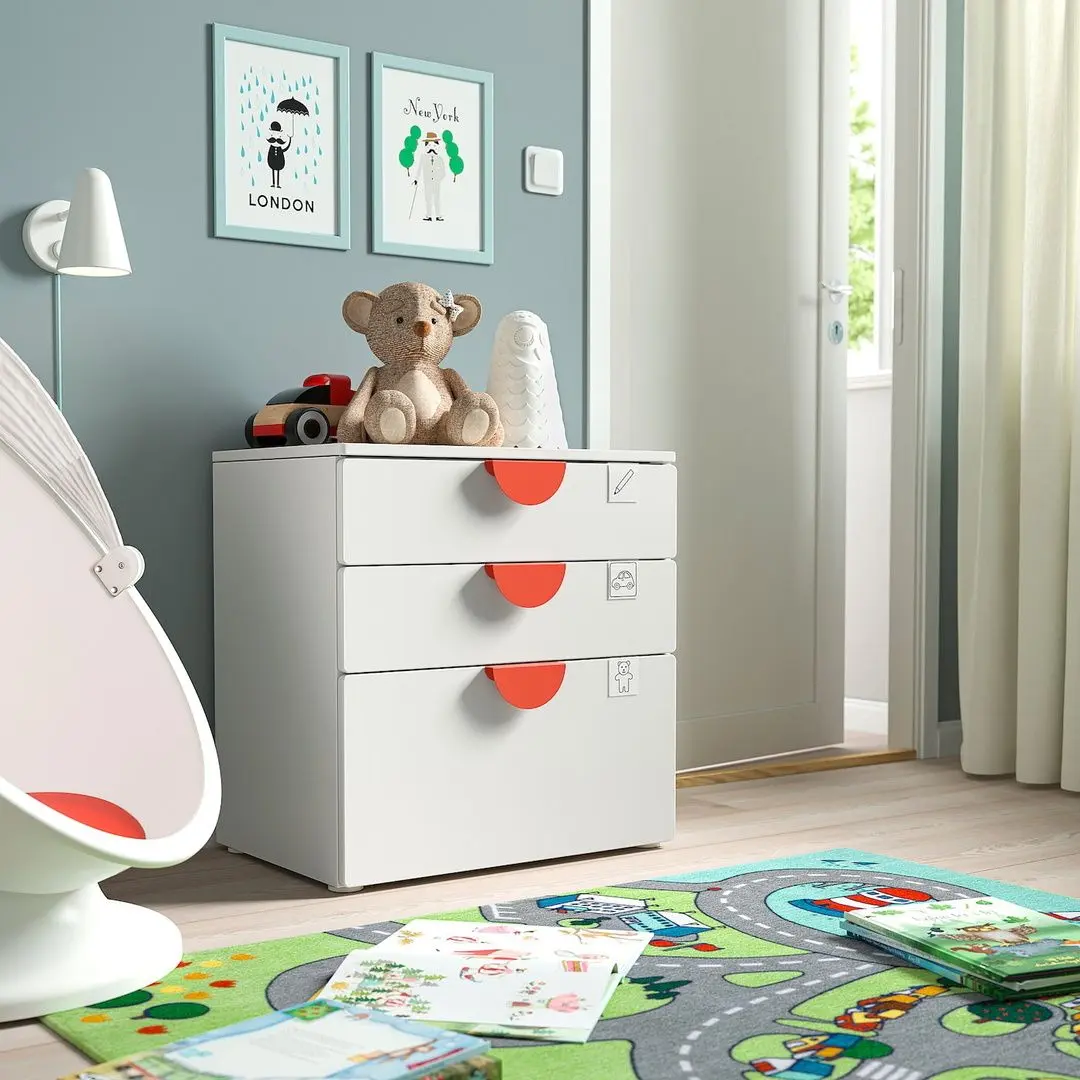 Comoda Ikea Smastad/Platsa 3 sertare 60x42x63 (Alb/Alb)