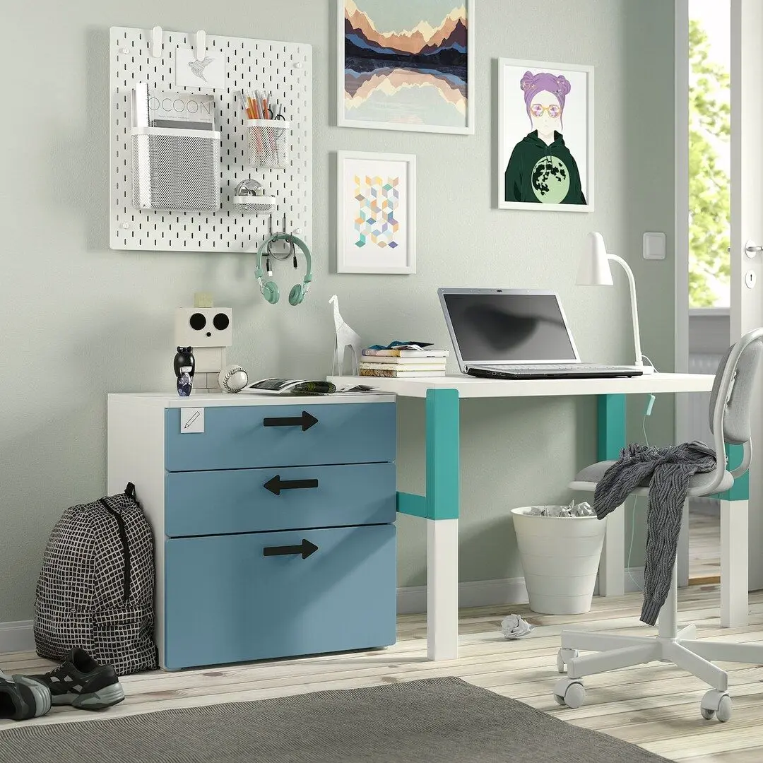 Comoda Ikea Smastad/Platsa 3 sertare 60x42x63 (Alb/Albastru)