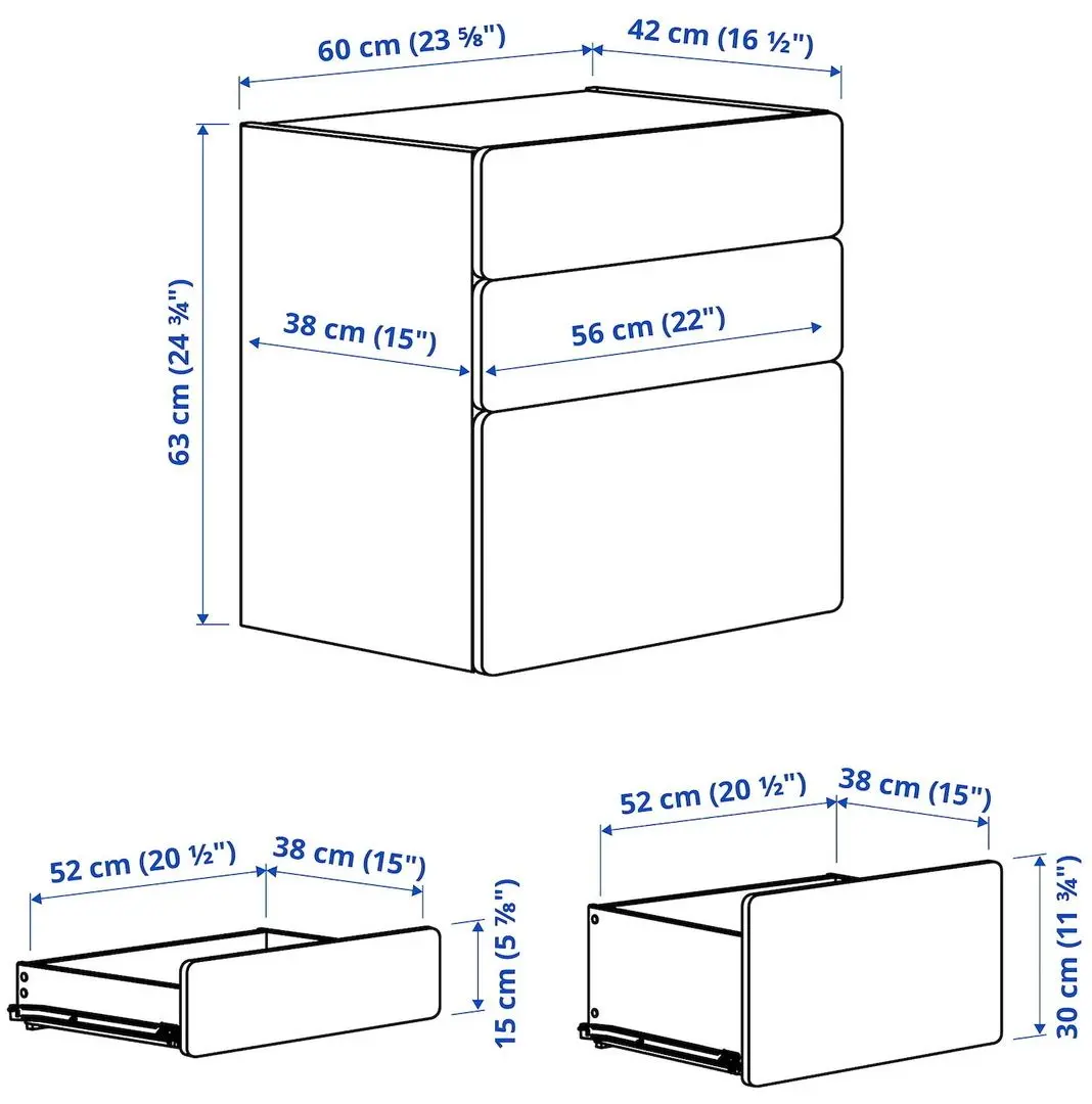 Comoda Ikea Smastad/Platsa 3 sertare 60x42x63 (Alb/Lila Deschis)