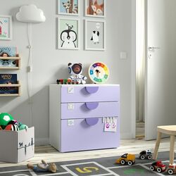 Комод Ikea Smastad/Platsa 3 ящика 60x42x63 (Белый/Светло-сиреневый)