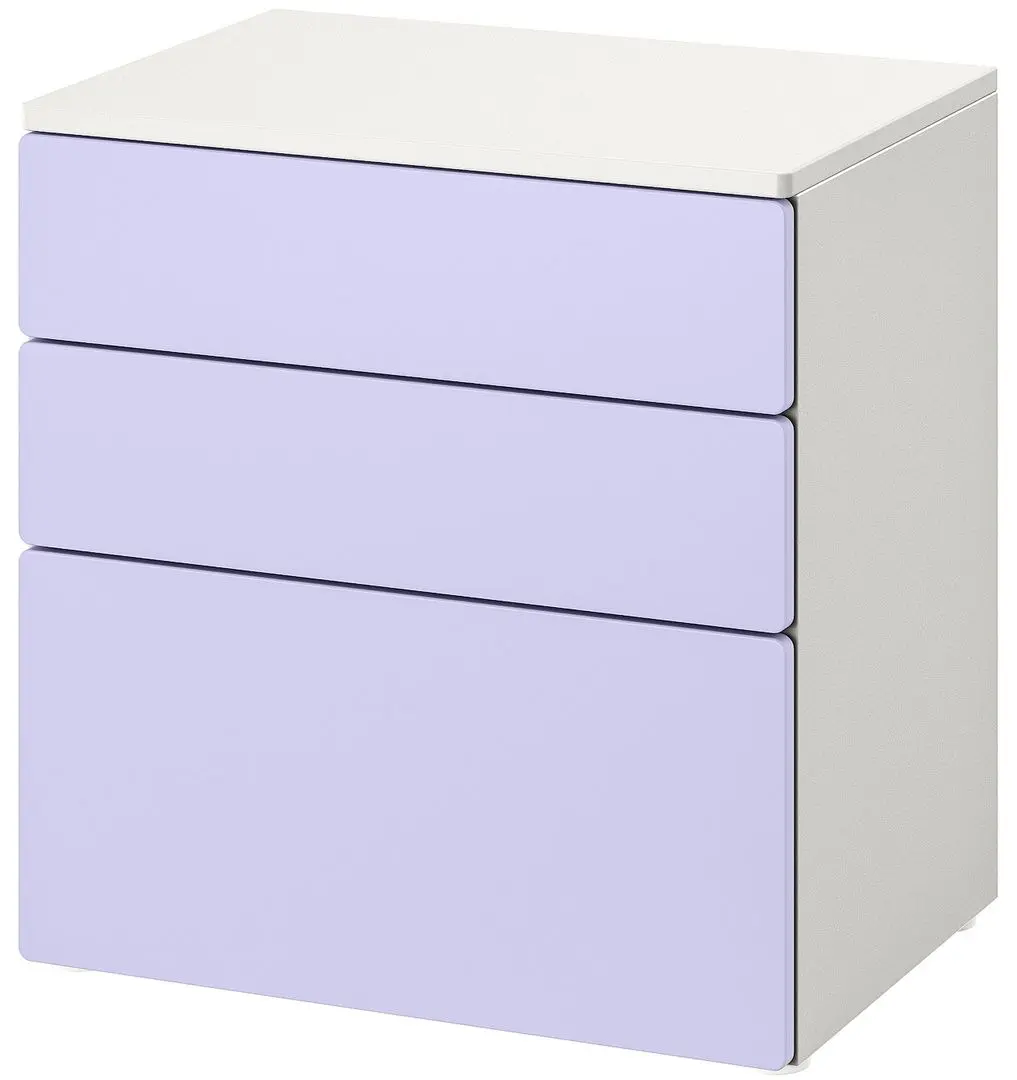 Comoda Ikea Smastad/Platsa 3 sertare 60x42x63 (Alb/Lila Deschis)