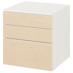 Comoda Ikea Smastad/Platsa 3 sertare 60x55x63 (Alb/Mesteacan) Thumb