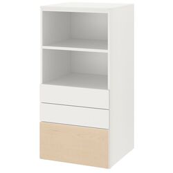Comoda Ikea Smastad/Platsa 3 sertare 60x57x123 (Alb/Mesteacăn)