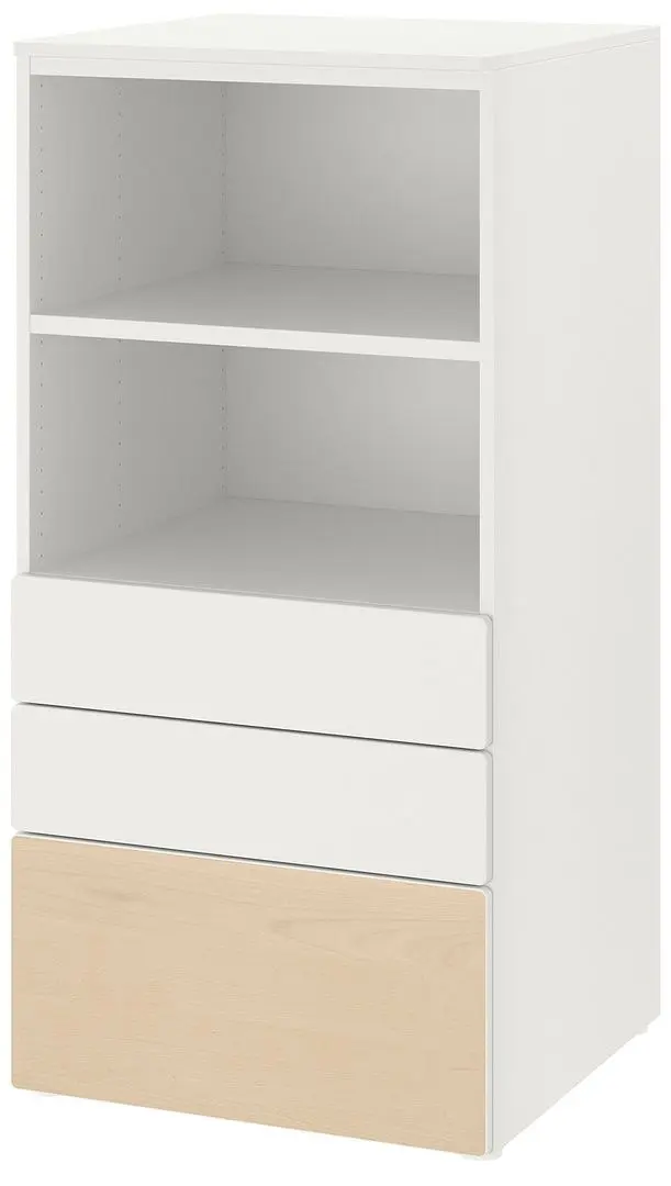 Comoda Ikea Smastad/Platsa 3 sertare 60x57x123 (Alb/Mesteacăn)