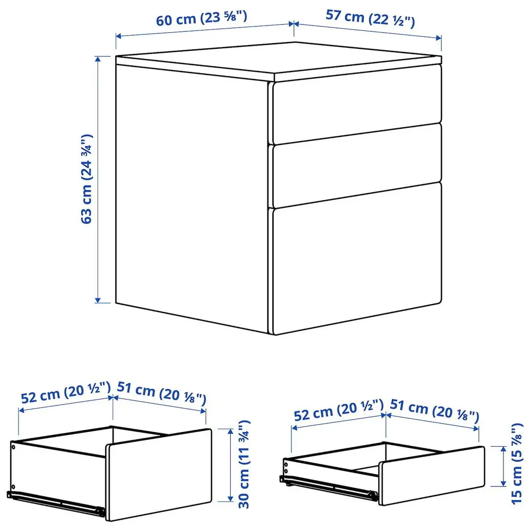 Comoda Ikea Smastad/Platsa 3 sertare 60x57x63 (Alb/Lila Deschis)