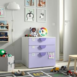 Комод Ikea Smastad/Platsa 3 ящика 60x57x63 (Белый/Светло-сиреневый)