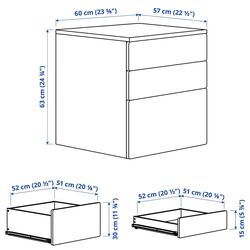 Comoda Ikea Smastad/Platsa 3 sertare 60x57x63 (Alb/Verde Deschis) Thumb