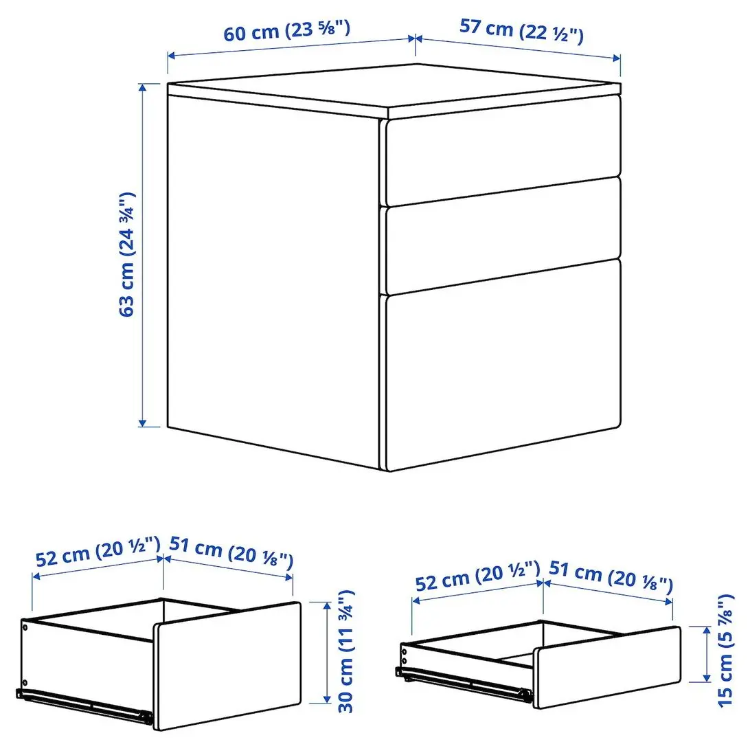 Comoda Ikea Smastad/Platsa 3 sertare 60x57x63 (Alb/Verde Deschis)
