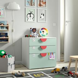 Комод Ikea Smastad/Platsa 3 ящика 60x57x63 (Белый/Светло-зеленый)