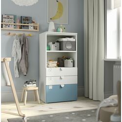 Комод Ikea Smastad/Platsa 3 ящика/полка 60x42x123 (Белый/Голубой)