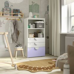 Комод Ikea Smastad/Platsa 3 ящика/полка 60x42x123 (Белый/Светло-сиреневый)
