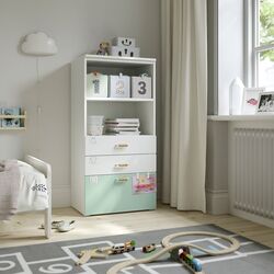 Комод Ikea Smastad/Platsa 3 ящика/полка 60x42x123 (Белый/Светло-зеленый)