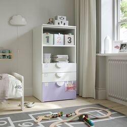 Комод Ikea Smastad/Platsa 3 ящика/полка 60x57x123 (Белый/Светло-сиреневый)