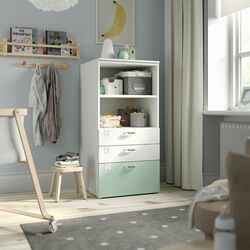 Комод Ikea Smastad/Platsa 3 ящика/полка 60x57x123 (Белый/Светло-зеленый)