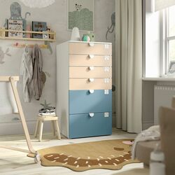 Комод Ikea Smastad/Platsa 6 ящика 60x57x123 (Белая Береза/Голубой)