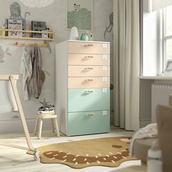 Комод Ikea Smastad/Platsa 6 ящика 60x57x123 (Белая Береза/Светло-зеленый)