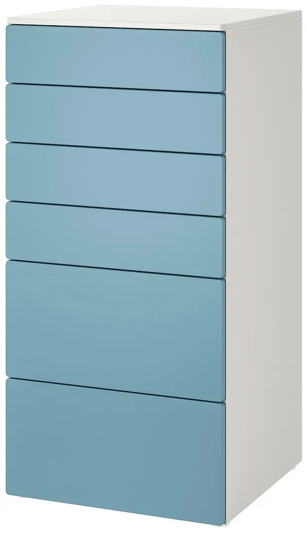 Comoda Ikea Smastad/Platsa 6 sertare 60x57x123 (Alb/Albastru)