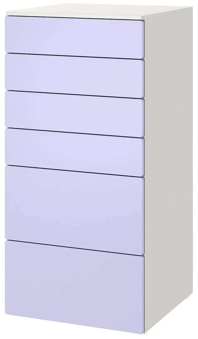 Комод Ikea Smastad /Platsa 6 ящика 60x57x123 (Белый/Светло-сиреневый)