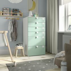 Комод Ikea Smastad/Platsa 6 ящика 60x57x123 (Белый/Светло-зеленый)