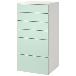 Comoda Ikea Smastad/Platsa 6 sertare 60x57x123 (Alb/Verde Deschis) Thumb