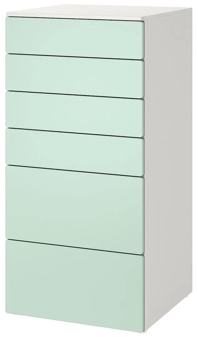 Comoda Ikea Smastad/Platsa 6 sertare 60x57x123 (Alb/Verde Deschis)