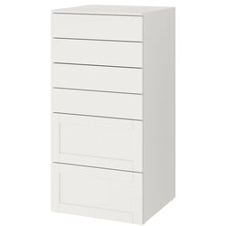Comoda Ikea Smastad/Platsa 6 sertare 60x55x123 (Alb/Cadru Alb)