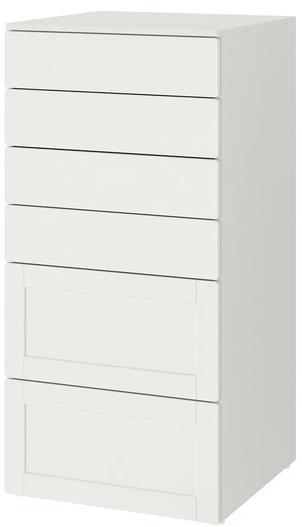 Комод Ikea Smastad/Platsa 6 ящиков 60x55x123 (Белый/Белая Рамка)