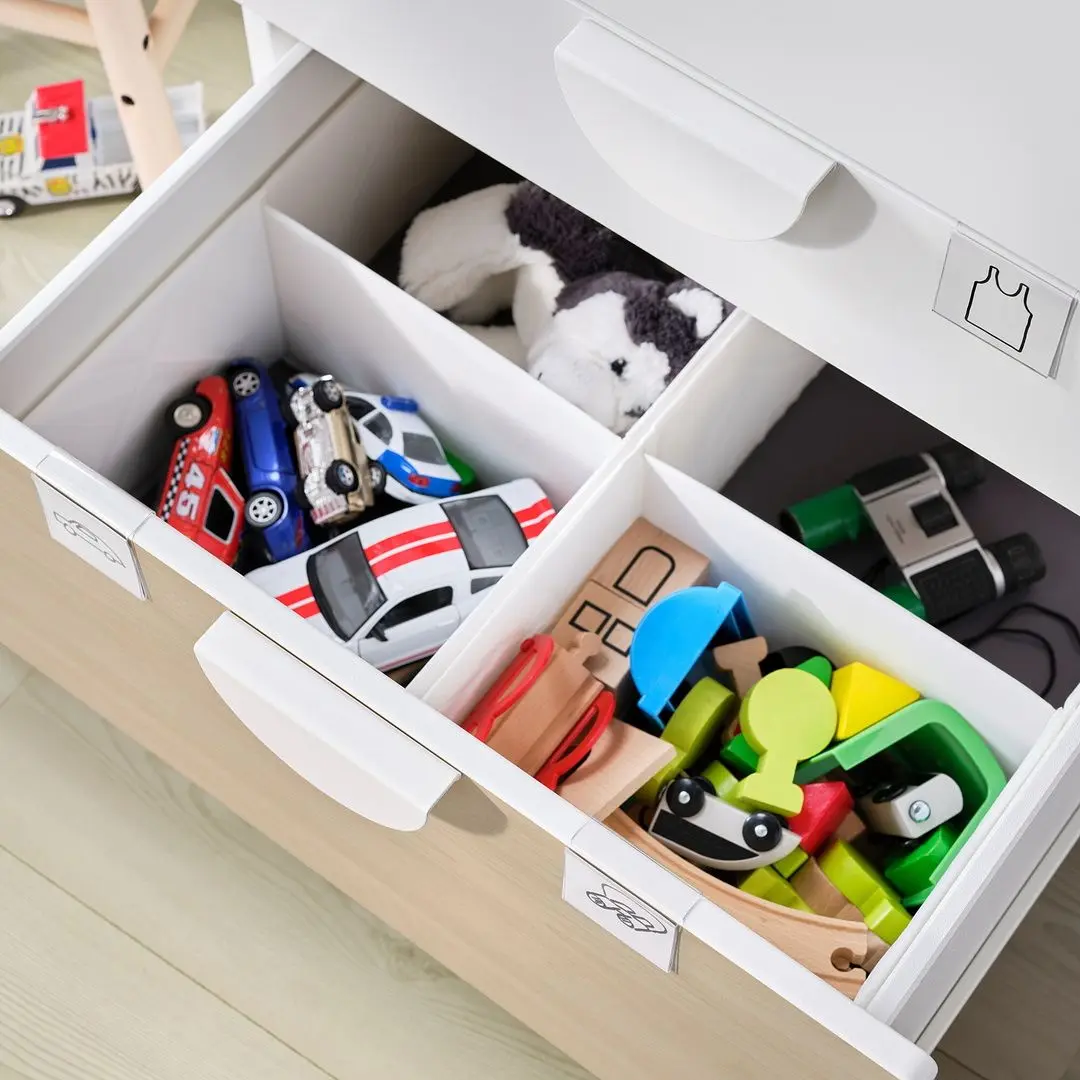 Comoda Ikea Smastad/Platsa 6 sertare 60x55x123 (Alb/Mesteacan)