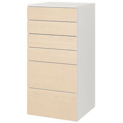 Comoda Ikea Smastad/Platsa 6 sertare 60x55x123 (Alb/Mesteacan) Thumb
