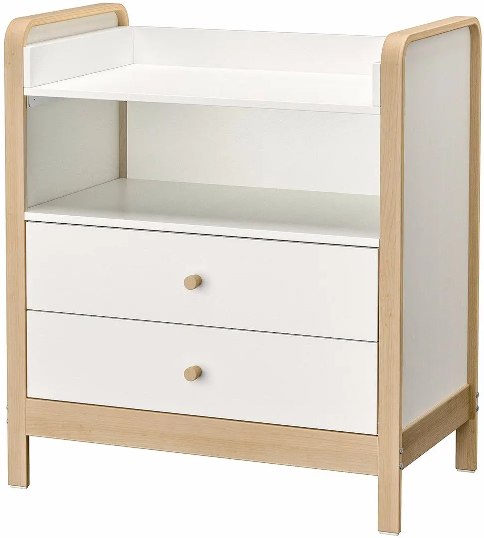 Comoda de infasat Ikea Alskvard 94x77x106 (Mesteacăn/Alb)