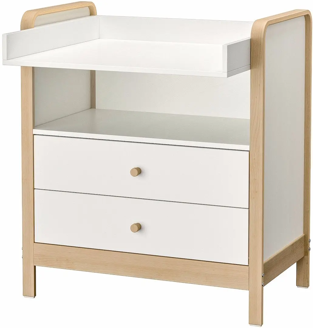 Comoda de infasat Ikea Alskvard 94x77x106 (Mesteacăn/Alb)
