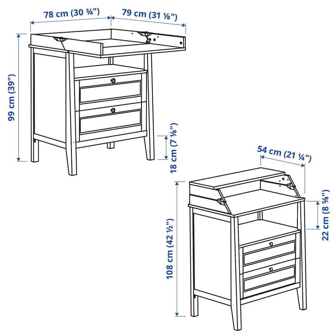 Comoda de infasat Ikea Sundvik 2 sertare 78x99x79 (Alb)