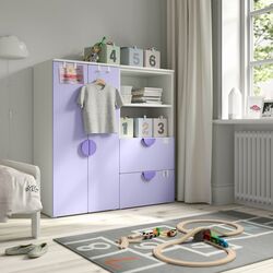 Тумба Ikea Smastad/Platsa 2 ящика/двери 120x42x123 (Белый/Светло-сиреневый)