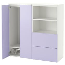 Tumba Ikea Smastad/Platsa 2 sertare/usi 120x42x123 (Alb/Lila Deschis) Thumb