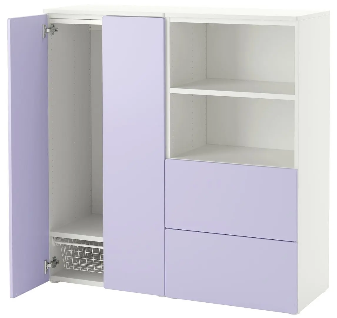 Tumba Ikea Smastad/Platsa 2 sertare/usi 120x42x123 (Alb/Lila Deschis)
