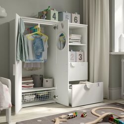 Tumba Ikea Smastad/Platsa 2 sertare/usi 120x42x123 (Alb/Lila Deschis) Thumb