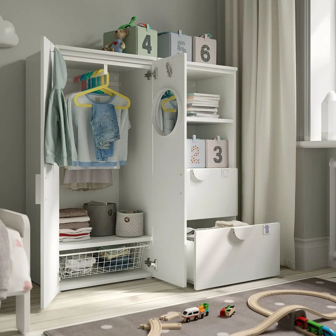 Tumba Ikea Smastad/Platsa 2 sertare/usi 120x42x123 (Alb/Lila Deschis)