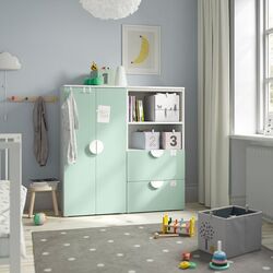 Тумба Ikea Smastad/Platsa 2 ящика/двери 120x42x123 (Белый/Светло-зеленый)