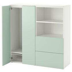Тумба Ikea Smastad/Platsa 2 ящика/двери 120x42x123 (Белый/Светло-зеленый) Thumb