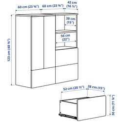 Тумба Ikea Smastad/Platsa 3 ящика 120x42x123 (Белый/Красный/В Полоску) Thumb