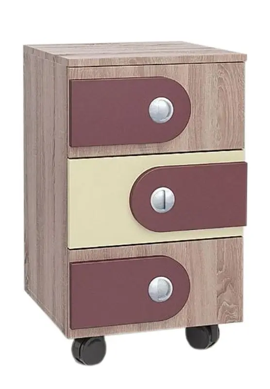 Тумба КМК 0522.8 Лакки 3Я (Дуб Сонома/Бургундский/Желтый)