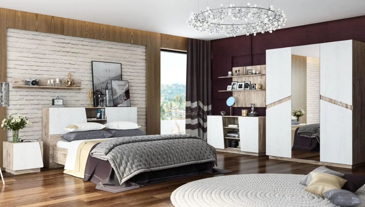 Тумба КМК 0551.5 Лайт 2Д (Дуб Полярный/Дуб Юккон)