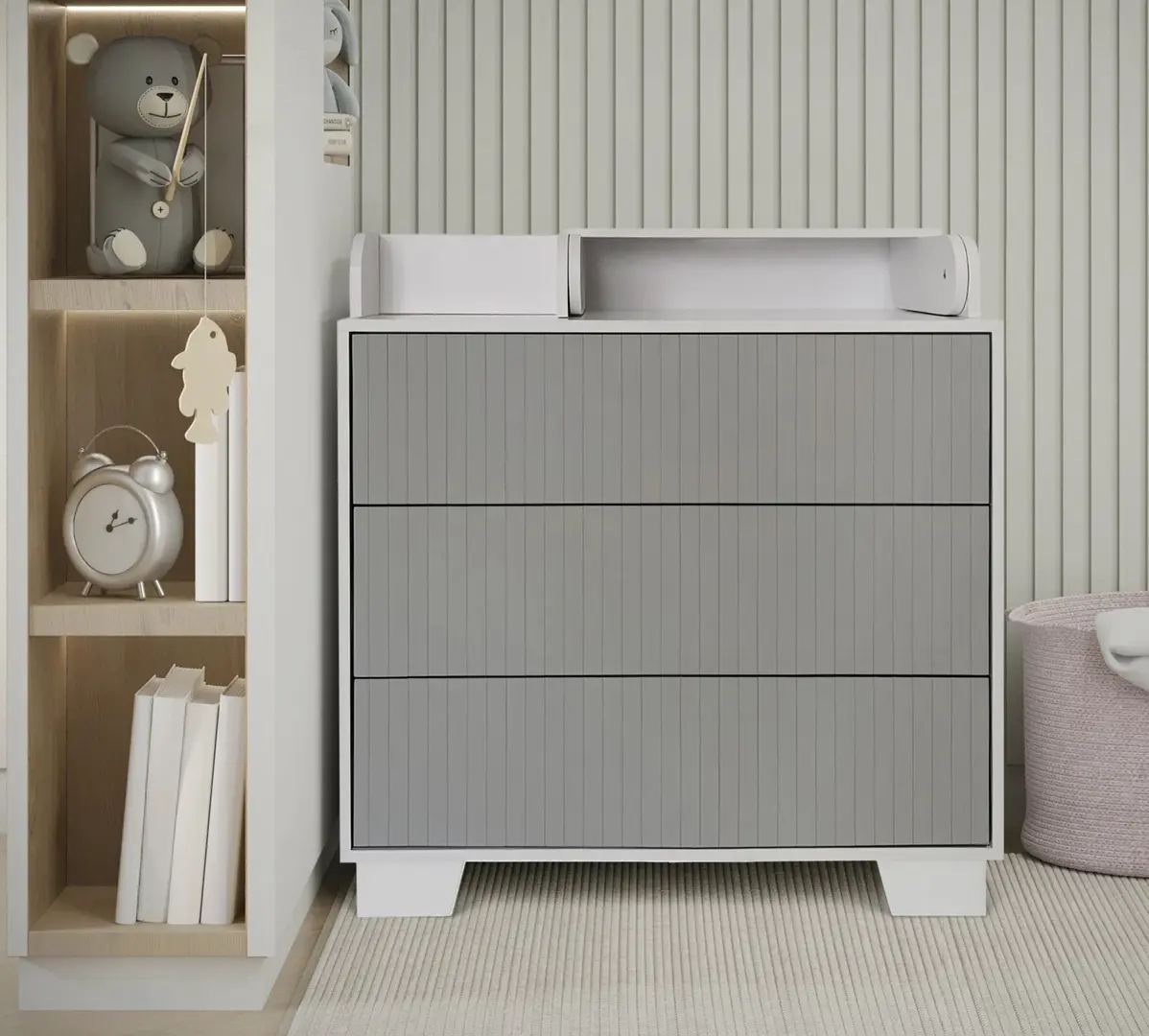 Comoda de infasat Miracolo Bruno (Grey/White)