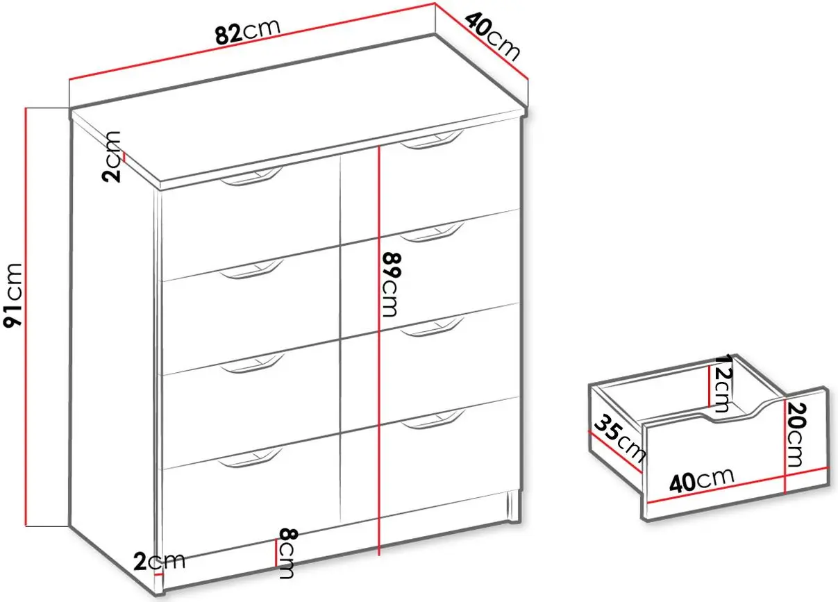 Комод Mirjan24 Fulmar/Gratus 8S (White) - 3