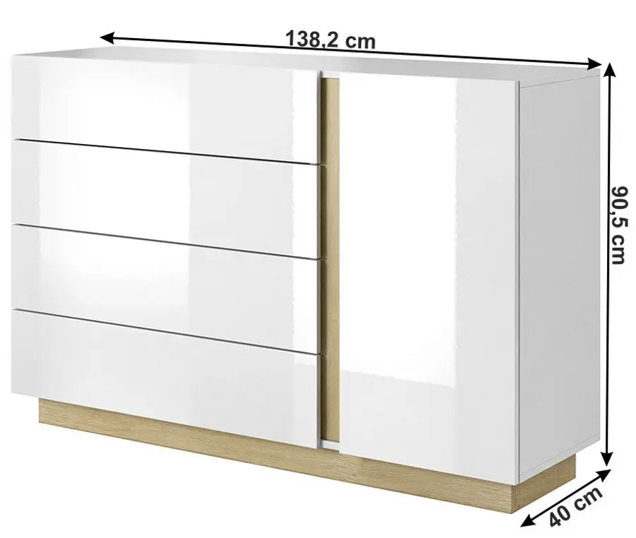 Tumba Mobhaus City D4S (White Glass/Grandson Oak)